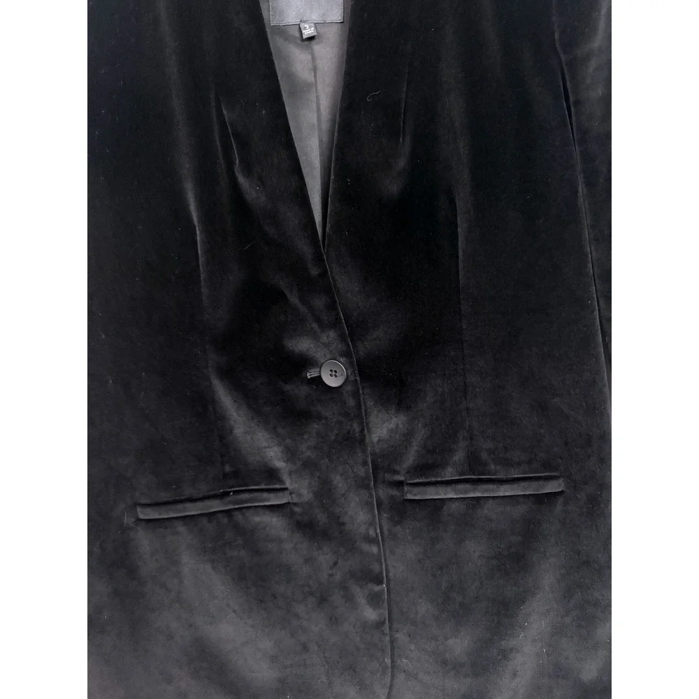 Madewell Black Velvet Single Button Blazer Jacket Womens Size‎ 2